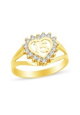dazzling 15 years heart cubic zirconia gold baby ring